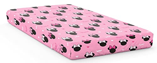 Jay Franco Kids Disney Minnie Mouse Hearts & Love 100% Baumwolle Spannbettlaken 90x200 cm Einzelbettgröße