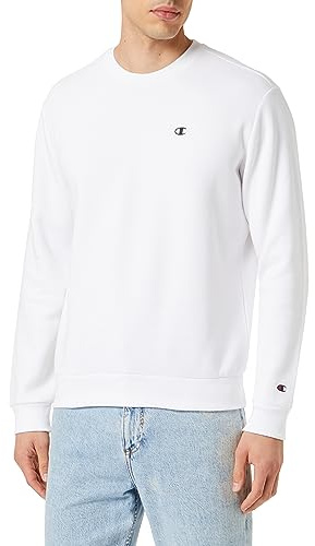 Champion Legacy Basics - Powerblend Fleece Crewneck Tröja, Vit, M Män FW23, Bianco, M