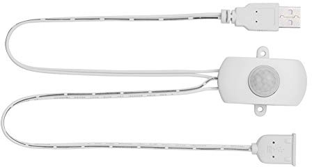 Sensore di Movimento USB, 2A DC 5‑24V PIR Rilevatore di Movimento a Infrarossi 5v Spina Swi Interruttore Striscia LED Interfaccia USB Interruttore Bianco Rilevatore di Sensori a (Bianco)