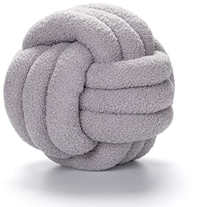 Koomuao Knotenkissen, Plüsch-Knoten-Ball-Kissen Geknotetes Kissen Sherpa Rund Weicher Knoten Ball Kissen Dekor Sofa Kissen für Schlafzimmer Wohnzimmer (28cm, Grau)