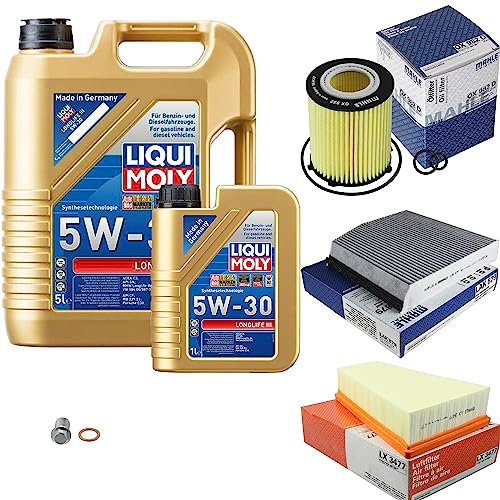 Inspektionspaket Wartungspaket Filterset mit 6 L Motoröl Longlife III 5W-30, Ölfilter, Luftfilter, Innenraumfilter (Aktivkohle), Verschlussschraube