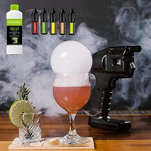 Cocktail Smoker Flavour Blaster, mit 5 x 10 ml Öl und 300 ml Seifenblasenflüssigkeit, Rauchtank, USB-Ladekabel, Rauchaufguss for Cocktails und Getränke