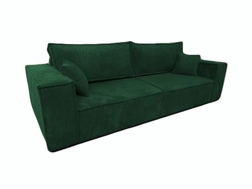 MargaretHadas24 Ecksofa Camel III mit Schlaffunktion Bettkasten Sofa Couch 255 cm Wohnzimmer Schlaffläche 200 x 150 cm (Farbe: Poso 14 - grün)