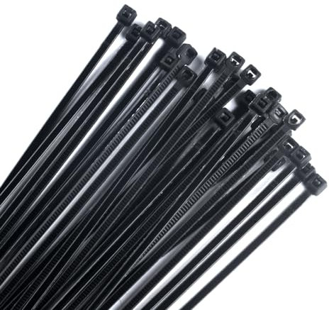 XhjzgcTech 200mm Kabelbinder Set, 500 Stück Schwarz, Nylon Verstellbar UV Beständig, Selbsthemmend für Werkstatt Garten Wohnen zum Organisieren von Kabelmanagement