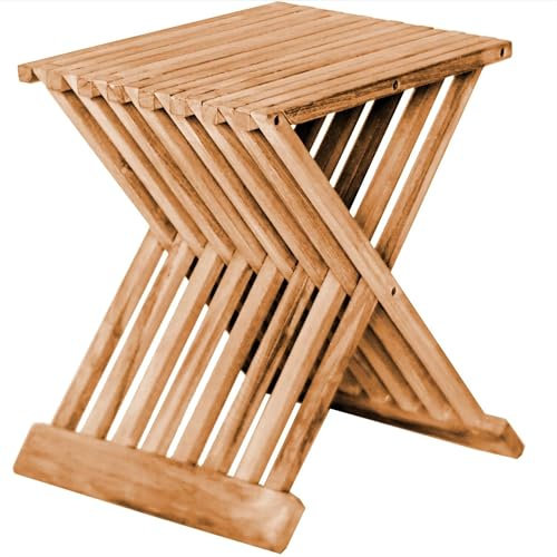 Teako Design Teak Klapphocker Alessandria, Multifunktionsmöbel Outdoor, FLEGT-Lizenziertes Teakholz, Nachhaltige und Platzsparendes Gartenmöbel, Outdoor Loungemöbel