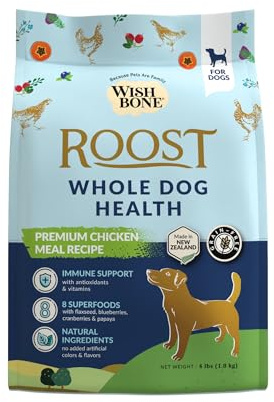Wishbone Roost New Zealand Chicken Dry Dog Food, Gluten-Free, Grain-Free Formula for Overall Pet Health - 4 lb
