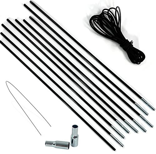 Crystals Replacement Tent Poles, Fibreglass Pole Kit Shock Corded Camping Tent Equipment Awning Cord Repairs Set (XL (8.5m x 12.7mm))