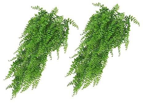OUNONA 2pcs Artificial Rattan Green Plant Hangers Fake Hanging Plants for Indoor Wall Decoration