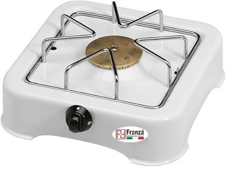 Fornello 1 fuoco a gas GPL smaltato bianco per uso esterno Made in Italy completo di regolatore di pressione e 1500 mm. di tubo gas - 5318