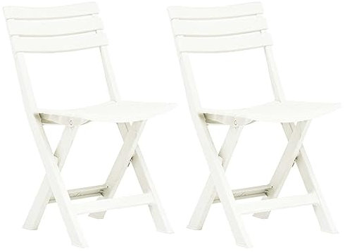Gecheer Klappbare Gartenstühle Garten-Liegestühle Gartenstuhl Terrassen Sitzmöbel Campingstuhl,Gartenstuhl,Gartensessel Sessel Terrassenstuhl 2 STK. Kunststoff Weiß