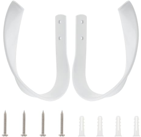 HOJLKLD 2-pack gardinhållare, aluminiumlegering väggmonterade dekorativa draperibindningar med skruvar och ankare, kraftiga U-formade vågformade gardinkrokar för heminredning (2, vit)