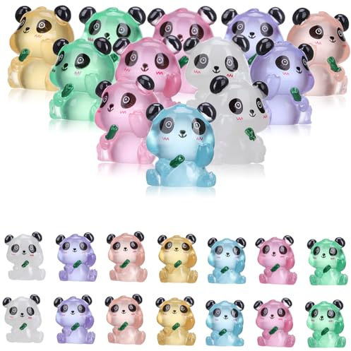 VILLFUL Kunstharz Kleiner Panda Kleine Figuren 28 Stück Leuchtendes Dekor Mikro Landschaftsdekoration für Kinder für Themenpartys und Deko
