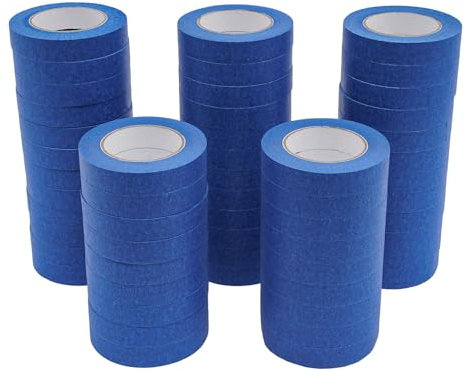 Alnemy Blue Painter Tapes,Clean Peel Masking Tape,Multi-Surface Premium Masking,for Exterior Wall Partitions, Packaging Decoration Industry Paint Shielding (54, 24mm)