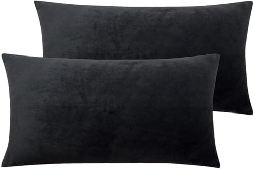 Soifox 2er Set Kissenbezug 40x60cm - Anthrazit Samt Zierkissenbezüge Weich Flauschig Kuschelig Kissenbezüge Deko Kissen Sofakissen Lendenkissen Wurfkissenbezug Schlafzimmer Kissenhülle