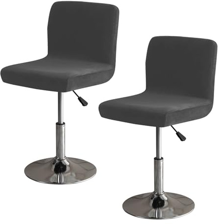 IGTOPS Barhocker-Schonbezüge mit Rückenlehnenbezug, Elastische Sitzbezüge, Hotel Club Bar Stuhlbezug, Bar-Drehstuhlbezug, Stretch-Stuhlbezug für Kurze Drehstuhl, Rückenlehne, Barstuhl (2, grau)