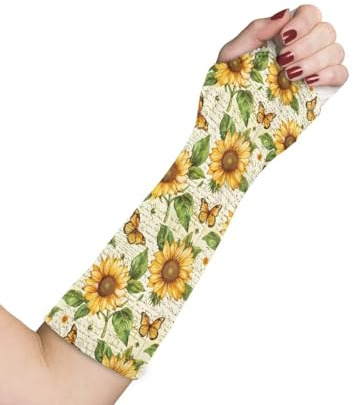 Rnyleeg Arm Cast Cover for Shower Medium Length 11'' x 10-13'' Sunflower Butterfly Arm Plaster Cover for Adults Reusable Cast Covers for Shower Arm