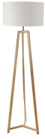 ValueLights | Natural Wood Freestanding Tripod Floor Lamp with White Trim Drum Shade Living Room Lounge Light | Floor Lamps, Home Décor & Improvement Essential | Included LED Bulb
