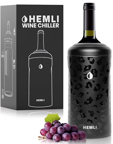 HEMLI Wine Bottle Chiller Insulator Sleeve, Keeps Wine and Champagne Cold for 12 Hours, Vacuum Insulated Wine Bottle Cooler