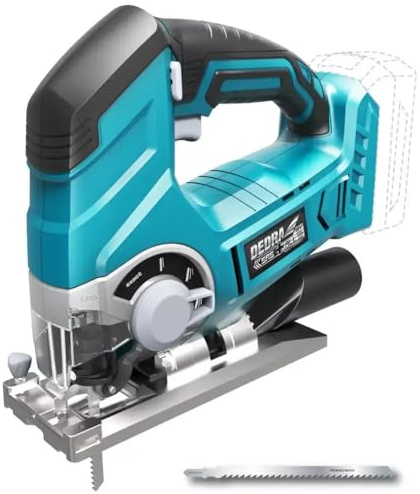 DEDRA Akku-Stichsäge 18V, im Karton ohne Akku & Ladegerät, bis zu 2500U/min Ergonomisches Leichtgewicht, mit LED-licht, 25mm Hubhöhe, Geeignet Für Holz, Metall, PVC
