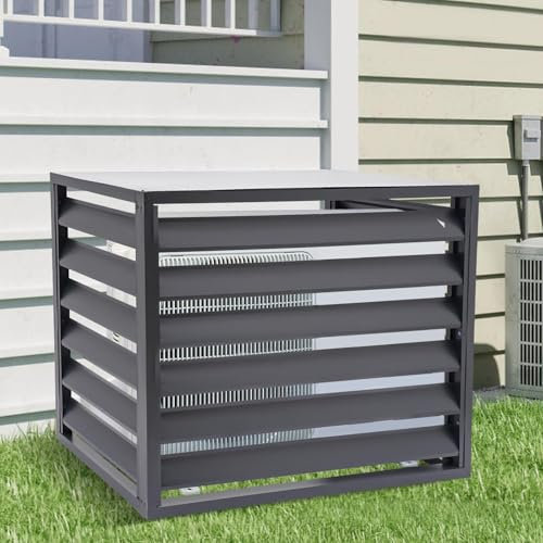 Lot de 4 panneaux de clôture en alliage d'aluminium pour cacher l'unité de climatisation et embellir le jardin (gris, 100 cm)