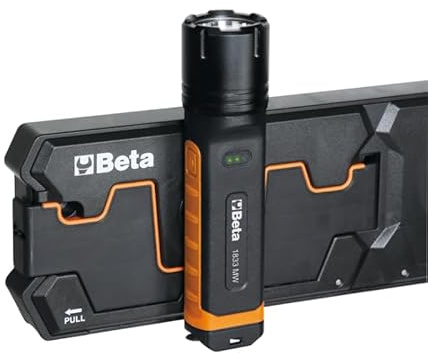 BETA 1833MW Torcia LED Potente Professionale IP68 ad Alta Luminosità con Ricarica Wireless, 4 Intensità 1000-400-30-5 Lumen, Autonomia 2-200h