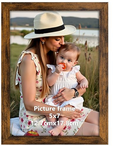 Ditwis 5x7 Photo Frame Brown, Classic Picture Frame for Living Room, Bedroom and Office, Wall or Desktop Display, Vertical or Horizontal