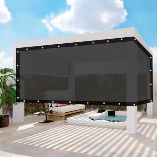 MTNBHH Brise-Vue 90% for Balcon, clôture, Pare-Soleil indéchirable avec œillets renforcés, Panneaux d'intimité durables for Jardin, Serre(Schwarz,1x5m/3.2x16.4ft)