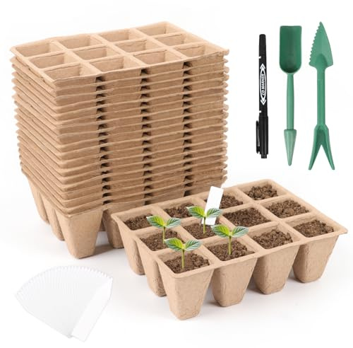 CAKKVDE 20 Pack 240 Cells Seed Trays Seedling Pots, Small Plant Pots | Compostable Nursery Pots for Vegetables, Seed Starting, Herbs & Flowers | Garden & Greenhouse Essentials