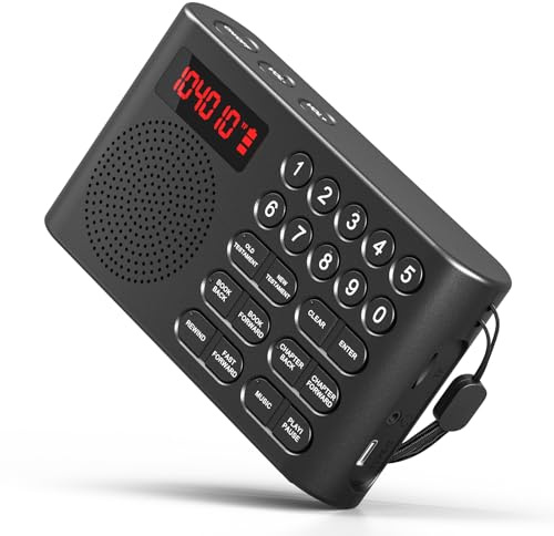 KJV Audio Bible Player for Seniors, Visually Impaired(black) | King James Version Electronic Audio Bible, Dyslexics & Non-Readers, Portable, Religious Gift with Headphone Jack