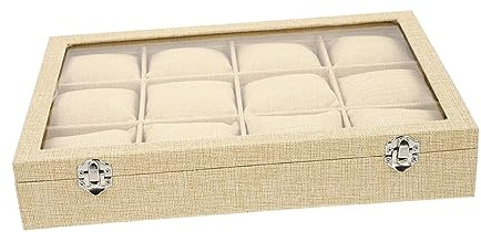 Veemoon Boîte De Rangement pour Montres Toile De Jute Coffret De Présentation Pratique pour Bracelets Et Accessoires