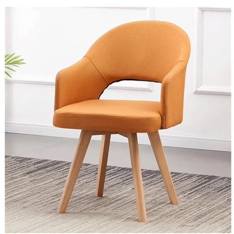 Mid Century Modern Swivel Office Desk Chair – Comfy No Wheels Accent Chair for Living Room & Dining Upholstered with Cushioned Pad Seat & Sturdy Beech Wood Legs