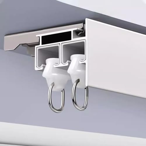 Tringle à rideau double en aluminium pour rideaux à une seule couche, montage mural ou au plafond, rideaux occultants parfaits pour camping-car, balcon, pavillon, tente ou plafond.