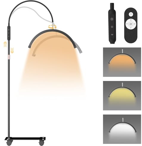 HomdMarket Halbmond-Lampe Kosmetik 360° Drehbare Wimpern Lampe Halbmond mit Fernbedienung, 3 Farbtemperaturen Wimpern Licht 10-stufig einstellbare Helligkeit für Wimpernverlängerungen, Beauty, Nägel