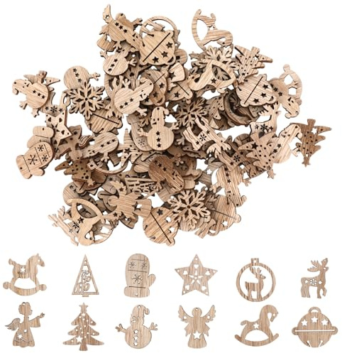 100 Stück Streudeko Holz Holzkonfetti Weihnachtsdeko Holz Tischdeko Weihnachten Streudeko Weihnachten, Weihnachtsdeko Basteln Weihnachts Tischdeko, Christmas Decorations(Holzfarbe)