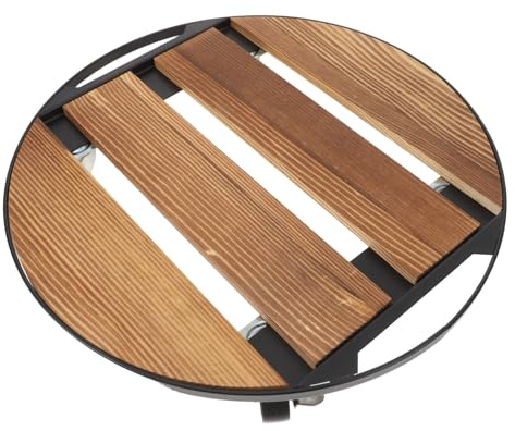 DIYEAH Support à Plantes Mobile avec roulettes Plateau Rond Bois pour Pots De Fleurs Intérieur Et Extérieur Chariot Robuste