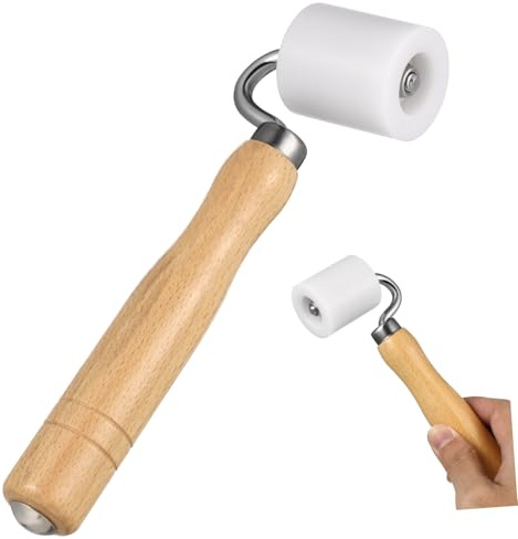 SAFIGLE Rodillo de Costura Metálico para Pintado Herramienta de Presión de Pom y Madera para Tapizar Paredes para Empapelar y Evitar Burbujas Compatible con Papeles Gruesos y No Tejidos