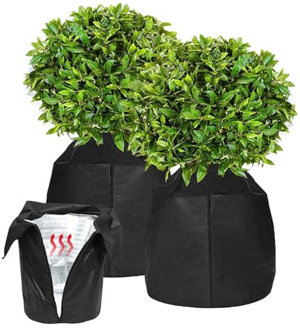 Lot De 2 Housse Hivernage Pour Pot De Plantes, Protection Contre Le Gel Hivernal, Avec Cordon Et Fermeture Éclair, Pour Arbres Fruitiers D'extérieur, Plantes En Pot, Arbustes (Noir,65*70cm)