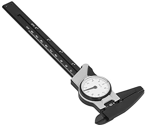 Jeffergarden Calibro a Corsoio con Quadrante a 2 Scale, Ampio Intervallo 0-150 Mm, Quadrante 0,1 Mm, Ampio Utilizzo, Facile da Trasportare, Realizzato in Materiale ABS, Metrico, per Laboratorio