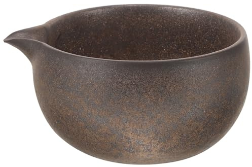 IWOWHERO Cuenco de Té Matcha Japonés de Cerámica Tradicional con Vertedor Tamaño Mediano Color Retro para Ceremonia del Té Japonesa
