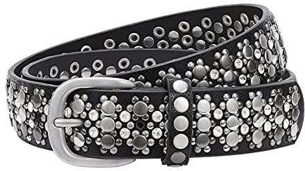 JASGOOD Ceinture Femme Strass Ceinture Western en Cuir Clous Étincelants Mode pour Jeans Pantalons