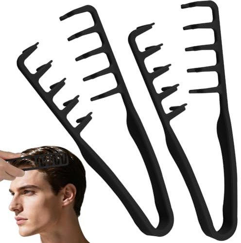 AYBUY Styling kam, texturkam med breda tänder, volym lockkam, naturliga lockar, hårkam, strukturkam, stylingkam med texturkam för Bangs seam grooming, sömvård (svart + svart)