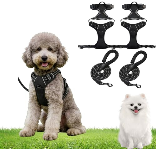 Anti-Zieh-Geschirr,Anti Zieh Geschirr Für Hunde,Antizuggeschirr Für Hunde, Atmungsaktiv & Gepolstert Geschirr Hund, Anti Zug Hundegeschirr Mit Front Clip (2,m)