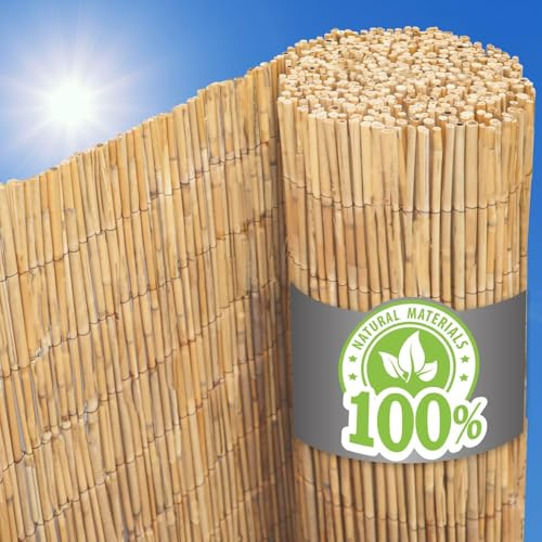 urfence 500 x 110 cm Estera Caña Natural - Malla Ocultacion Balcon Terraza - Valla Jardin Exterior - Protector Barandilla Piscina - Toldo Sombreo Decoracion Intimidad Cerramiento Privacidad Flexible