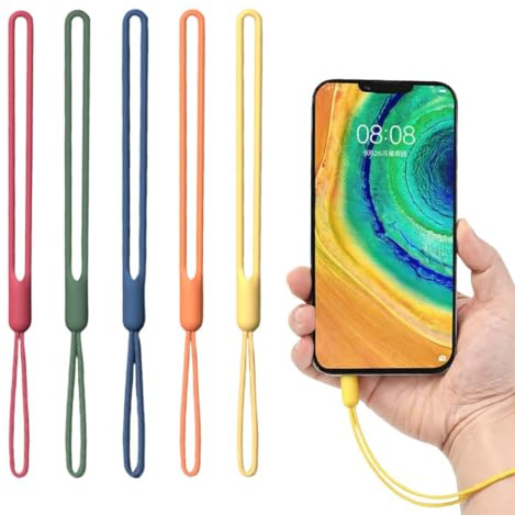 Androxeda 5 Pezzi Cordino per Cellulare, Laccetto da Polso in Silicone, Multicolore, Regolabile, 19cm, per Telefono, Fotocamera, Chiavi, USB