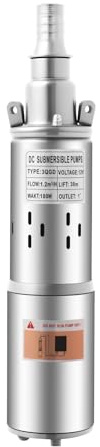 Bomba para pozos profundos, 12 V, 180 W, caudal de 1,2 m³/h, bomba solar para pozos de acero inoxidable, con cable de 17 m, 3000 rpm, silencioso, sumergible para estanques, lagos, barriles de lluvia