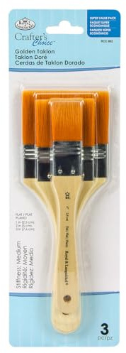 Royal Brush Crafter's Choice Gold Taklon Large Flat Brush Variety Set-3/Pkg, Small to Medium