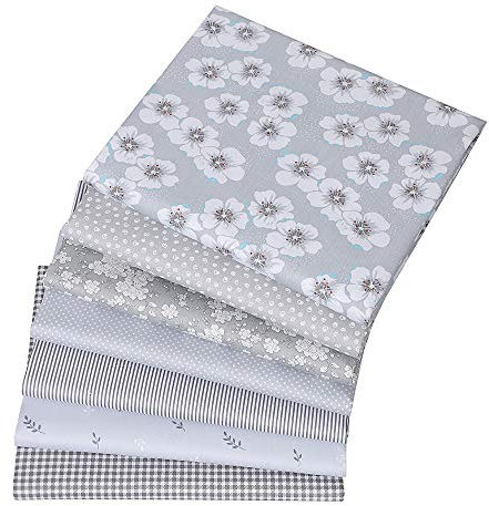 7 Stück grau Fat Quarters Quilten Stoff Bundles, 46x56 cm Top Floral bedruckter Baumwolle Nähen Stoff zum Quilten Craftting, 18 x 22