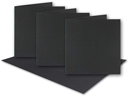 NEUSER PAPIER 25 x svart vintage kraftpapper vikbara kort kvadrat - 150 x 150 mm - 15 x 15 cm - återvunna 220 g tomma vikbara kort hållbara - miljö av GUSTAV NEUSER