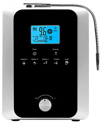 Water Ionizer & Purifier - Alkaline/Acid Water Machine, Up to -800mV ORP, 8000L Filter, 11-Plate Electrode, Auto-Cleaning (Silver+Black)
