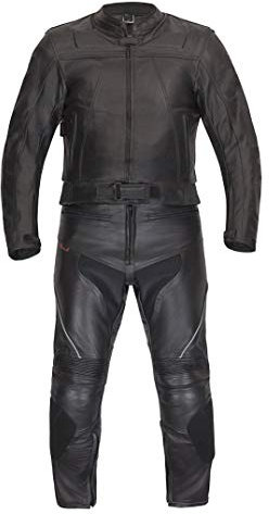 XLS Traje de moto de dos piezas para hombre, color negro, piel auténtica, dos piezas (58)